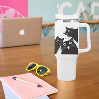 Funny Japanese Black Cat Is Watching You Tumbler With Handle Cat Lover