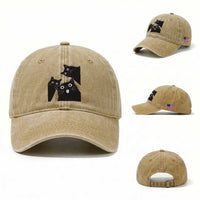 Funny Japanese Black Cat Is Watching You Washed Cotton Baseball Cap Cat Lover
