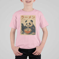 Funny Panda Eating Ramen Scrolling Phone T Shirt For Kid Japanese Art Aesthetic