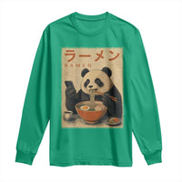 Funny Panda Eating Ramen Scrolling Phone Long Sleeve Shirt Japanese Art Aesthetic
