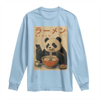 Funny Panda Eating Ramen Scrolling Phone Long Sleeve Shirt Japanese Art Aesthetic