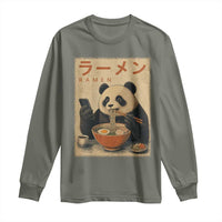 Funny Panda Eating Ramen Scrolling Phone Long Sleeve Shirt Japanese Art Aesthetic