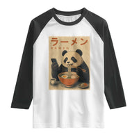 Funny Panda Eating Ramen Scrolling Phone Raglan Shirt Japanese Art Aesthetic
