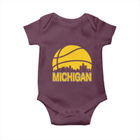 Vintage Michigan Skyline Baby Onesie Basketball Lover Gift