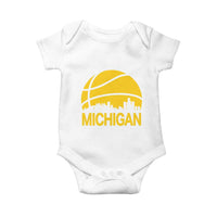 Vintage Michigan Skyline Baby Onesie Basketball Lover Gift