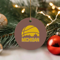 Vintage Michigan Skyline Ceramic Ornament Basketball Lover Gift