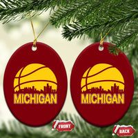 Vintage Michigan Skyline Ceramic Ornament Basketball Lover Gift