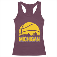 Vintage Michigan Skyline Racerback Tank Top Basketball Lover Gift