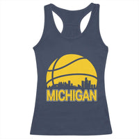 Vintage Michigan Skyline Racerback Tank Top Basketball Lover Gift