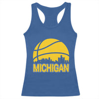 Vintage Michigan Skyline Racerback Tank Top Basketball Lover Gift