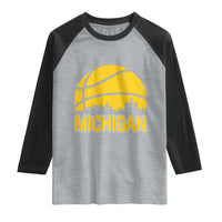Vintage Michigan Skyline Raglan Shirt Basketball Lover Gift