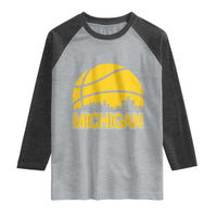 Vintage Michigan Skyline Raglan Shirt Basketball Lover Gift