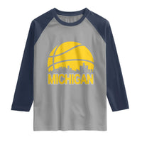 Vintage Michigan Skyline Raglan Shirt Basketball Lover Gift