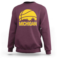 Vintage Michigan Skyline Sweatshirt Basketball Lover Gift