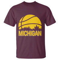 Vintage Michigan Skyline T Shirt Basketball Lover Gift
