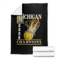 Michigan 2026 Flaming Hoop Basketball Lover Throw Blanket Champions Victory Graphic Sports Fan