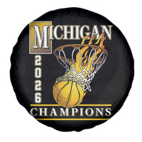 Michigan 2026 Flaming Hoop Basketball Lover Spare Tire Cover Champions Victory Graphic Sports Fan