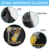 Michigan 2026 Flaming Hoop Basketball Lover Spare Tire Cover Champions Victory Graphic Sports Fan