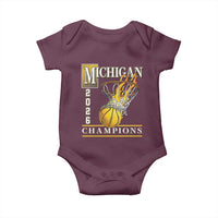 Michigan 2026 Flaming Hoop Basketball Lover Baby Onesie Champions Victory Graphic Sports Fan