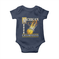 Michigan 2026 Flaming Hoop Basketball Lover Baby Onesie Champions Victory Graphic Sports Fan