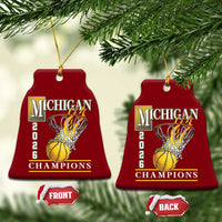 Michigan 2026 Flaming Hoop Basketball Lover Ceramic Ornament Champions Victory Graphic Sports Fan