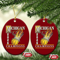 Michigan 2026 Flaming Hoop Basketball Lover Ceramic Ornament Champions Victory Graphic Sports Fan