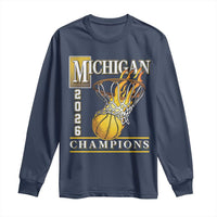 Michigan 2026 Flaming Hoop Basketball Lover Long Sleeve Shirt Champions Victory Graphic Sports Fan