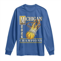 Michigan 2026 Flaming Hoop Basketball Lover Long Sleeve Shirt Champions Victory Graphic Sports Fan