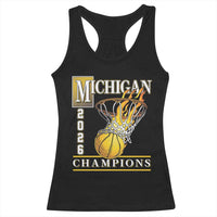 Michigan 2026 Flaming Hoop Basketball Lover Racerback Tank Top Champions Victory Graphic Sports Fan