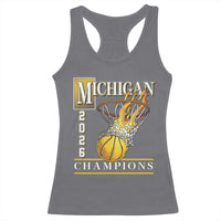 Michigan 2026 Flaming Hoop Basketball Lover Racerback Tank Top Champions Victory Graphic Sports Fan