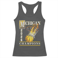 Michigan 2026 Flaming Hoop Basketball Lover Racerback Tank Top Champions Victory Graphic Sports Fan
