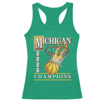 Michigan 2026 Flaming Hoop Basketball Lover Racerback Tank Top Champions Victory Graphic Sports Fan