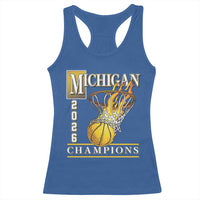 Michigan 2026 Flaming Hoop Basketball Lover Racerback Tank Top Champions Victory Graphic Sports Fan