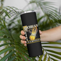 Michigan 2026 Flaming Hoop Basketball Lover Skinny Tumbler Champions Victory Graphic Sports Fan