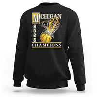 Michigan 2026 Flaming Hoop Basketball Lover Sweatshirt Champions Victory Graphic Sports Fan