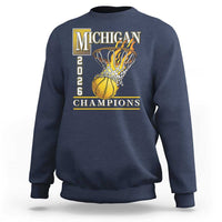 Michigan 2026 Flaming Hoop Basketball Lover Sweatshirt Champions Victory Graphic Sports Fan