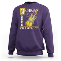 Michigan 2026 Flaming Hoop Basketball Lover Sweatshirt Champions Victory Graphic Sports Fan