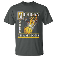 Michigan 2026 Flaming Hoop Basketball Lover T Shirt Champions Victory Graphic Sports Fan