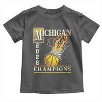 Michigan 2026 Flaming Hoop Basketball Lover Toddler T Shirt Champions Victory Graphic Sports Fan