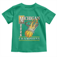 Michigan 2026 Flaming Hoop Basketball Lover Toddler T Shirt Champions Victory Graphic Sports Fan