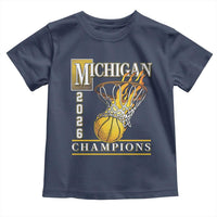 Michigan 2026 Flaming Hoop Basketball Lover Toddler T Shirt Champions Victory Graphic Sports Fan