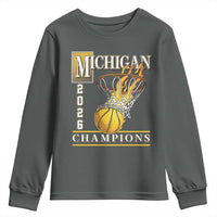 Michigan 2026 Flaming Hoop Basketball Lover Youth Sweatshirt Champions Victory Graphic Sports Fan