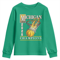 Michigan 2026 Flaming Hoop Basketball Lover Youth Sweatshirt Champions Victory Graphic Sports Fan