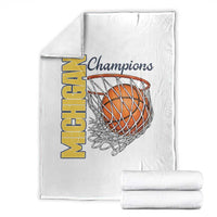 Vintage Michigan Hoops Pride Throw Blanket Retro Blue And Gold Champions Victory Graphic Sports Fan