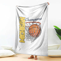 Vintage Michigan Hoops Pride Throw Blanket Retro Blue And Gold Champions Victory Graphic Sports Fan
