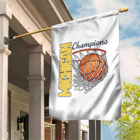 Vintage Michigan Hoops Pride Garden Flag Retro Blue And Gold Champions Victory Graphic Sports Fan