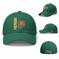 Vintage Michigan Hoops Pride Baseball Cap Retro Blue And Gold Champions Victory Graphic Sports Fan