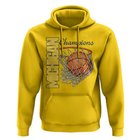 Vintage Michigan Hoops Pride Hoodie Retro Blue And Gold Champions Victory Graphic Sports Fan