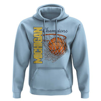 Vintage Michigan Hoops Pride Hoodie Retro Blue And Gold Champions Victory Graphic Sports Fan