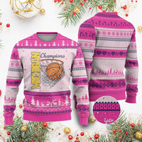 Vintage Michigan Hoops Pride Ugly Christmas Sweater Retro Blue And Gold Champions Victory Graphic Sports Fan